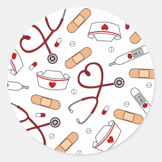 Sticker Rond Nurse Love Imprimer Arrière - plan blanc (Devant)