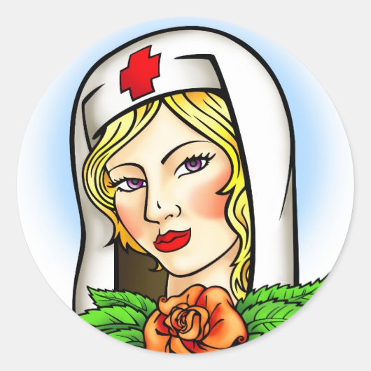 Sticker Rond Nurse Tattoo (Devant)