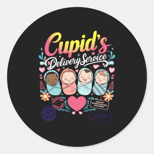 Sticker Rond Nurse Valentine Cuds Delivery Service Labor And (Devant)