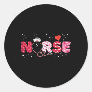 Sticker Rond Nurse Valentines Day Valentine Scrub Top Femmes Sc