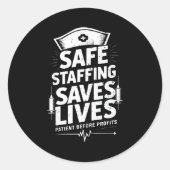 Sticker Rond Nurses Strike Save Nursing Suprt Safe Staffing Sav (Devant)