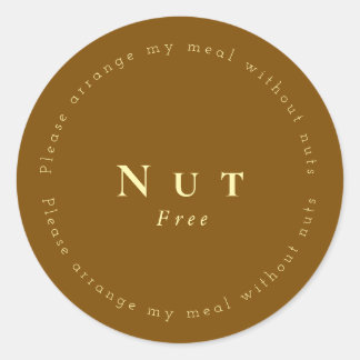 Sticker Rond Nut-Free Request Sticker, Brown - Light yellow
