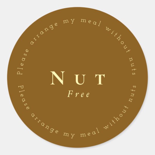 Sticker Rond Nut-Free Request Sticker, Brown - Light yellow (Devant)