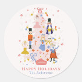 Sticker Rond Nutacker Pink Christmas Tree Holiday (Devant)