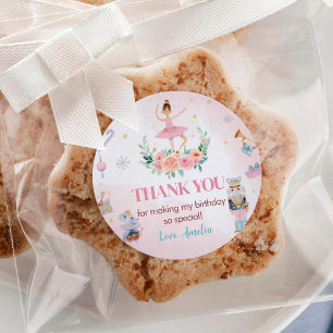 Sticker Rond Nutcracker Anniversaire Merci Fête Favoriser Tags