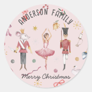 Sticker Rond Nutcracker Ballet Ballerina famille Noël Cadeau