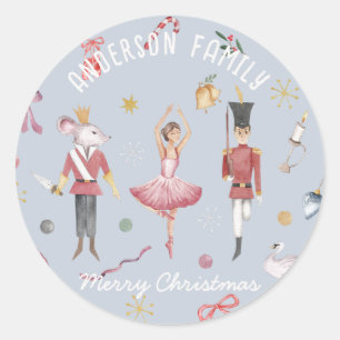 Sticker Rond Nutcracker Ballet Ballerina famille Noël Cadeau