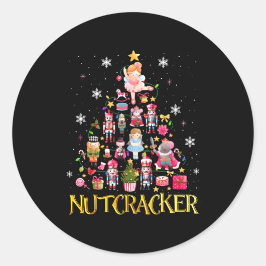 Sticker Rond Nutcracker Christmas Tree Ballet Dance Women Kids  (Devant)