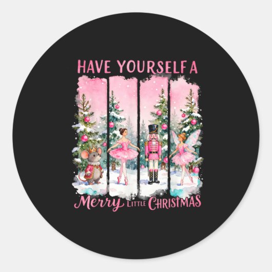Sticker Rond Nutcracker Friends Snow Globe Nk Coquette Bow Chri (Devant)