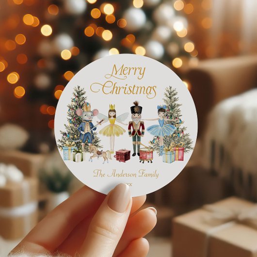 Sticker Rond Nutcracker Merry Christmas