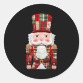 Sticker Rond Nutcracker Patchwork Merry Christmas Pajamas Men W (Devant)