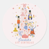 Sticker Rond Nutcracker Pink Christmas Tree Anniversaire (Devant)