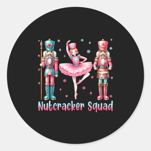 Sticker Rond Nutcracker Squad Ballet Dance Merry Christmas Wome (Devant)