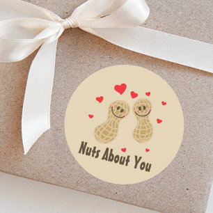 Sticker Rond Nuts Sur Vous Cute Peanuts Alimentation Pun Humour