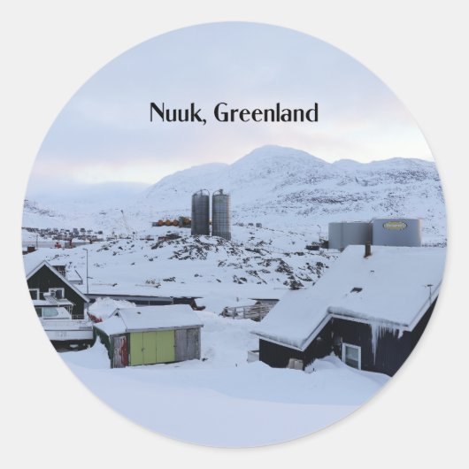 Sticker Rond Nuuk, Groenland photo paysage (Devant)