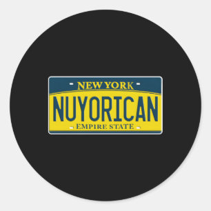 Sticker Rond Nuyorican Puerto Rican Ny New York US License Plat