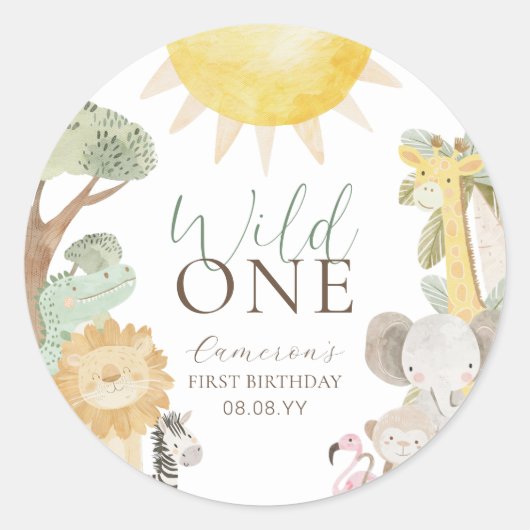 Sticker Rond Nyala Safari Animaux Wild Un Premier Anniversaire (Devant)