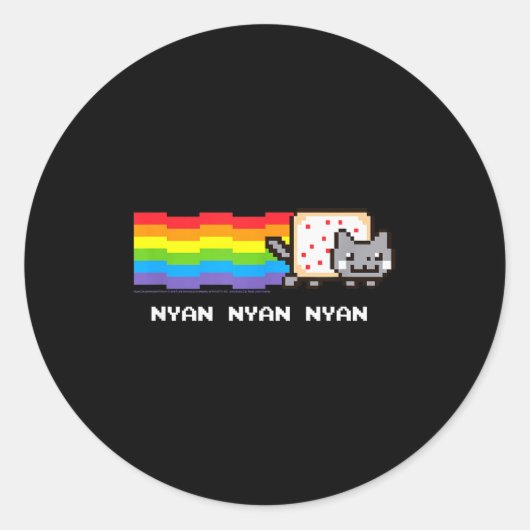 Sticker Rond Nyan Cat Nyan Nyan Nyan Rainbow Funny Internet Mem (Devant)