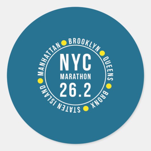 Sticker Rond Nyc New York Souvenir Marathon Runner _1 (Devant)