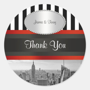 Sticker Rond NYC Skyline BW ESB Noir et Blanc Favor Tags