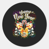 Sticker Rond Nye Champagne Disco Coquette Bow New Year Firework (Devant)