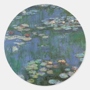 Sticker Rond Nymphéas par Claude Monet, Fleurs de Vintage