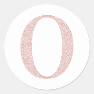 Sticker Rond O en lettrage cursif rose pailleté or pâle