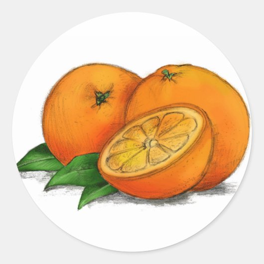 Sticker Rond O est pour Oranges (Devant)