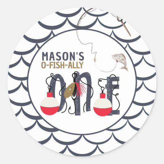 Sticker Rond O-Fish-ally One Fishing Anniversaire (Devant)