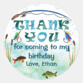 Sticker Rond O-fish-ally, pêche à thème merci faveurs (Devant)