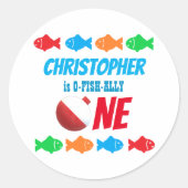 Sticker Rond O-Fish-Ally Une pêche 1er anniversaire (Devant)