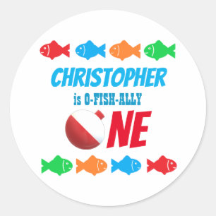Sticker Rond O-Fish-Ally Une pêche 1er anniversaire