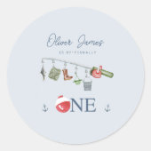 Sticker Rond O-fish-ally une pêche 1er anniversaire garçon (Devant)