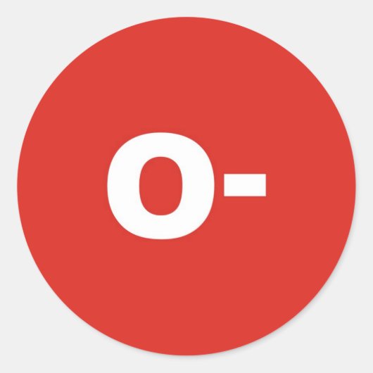 Sticker Rond O- Sanguin / Groupe Rh (Rhésus) Négatif (Devant)