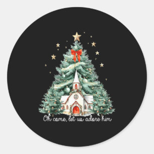 Sticker Rond Ô venez adorons-Le Jésus-Christ Noël chrétien