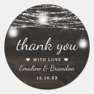Sticker Rond Oak Ridge Rustic Dark Brown Mariage Merci
