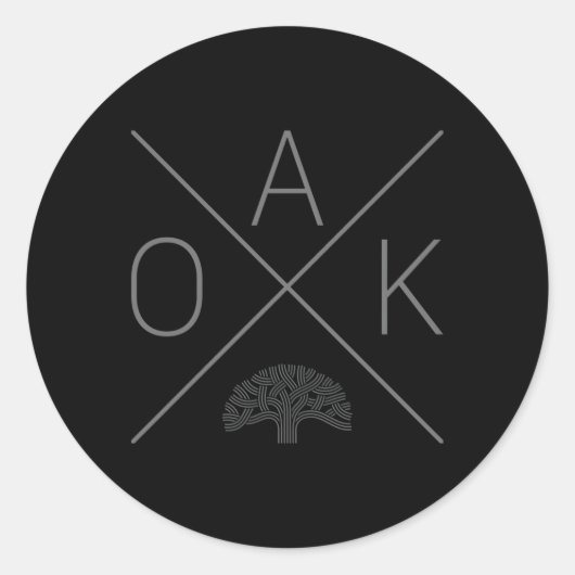 Sticker Rond Oak Tree Cross Grey Oakland Californie (Devant)