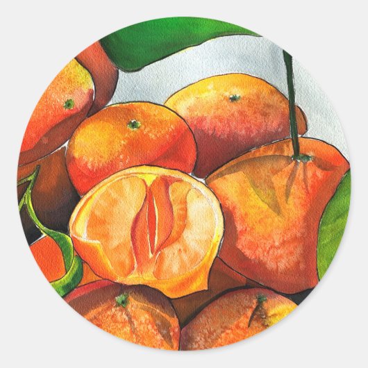 Sticker Rond Oaquarelle mandarine (Devant)