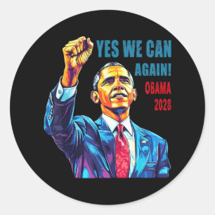 Sticker Rond Obama 2028 Oui Nous pouvons à nouveau Obama 48ème 