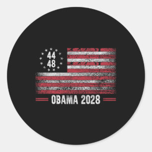 Sticker Rond Obama 2028 Retro Vintage Us Drapeau Patriotique Pr