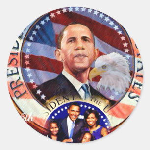 Sticker Rond Obama, 45e président des États-Unis_