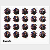Sticker Rond Obama-avec des drapeaux (Feuille)