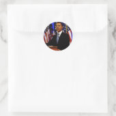 Sticker Rond Obama-avec des drapeaux (Sac)