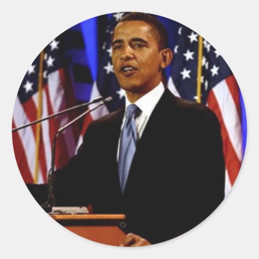 Sticker Rond Obama-avec des drapeaux (Devant)