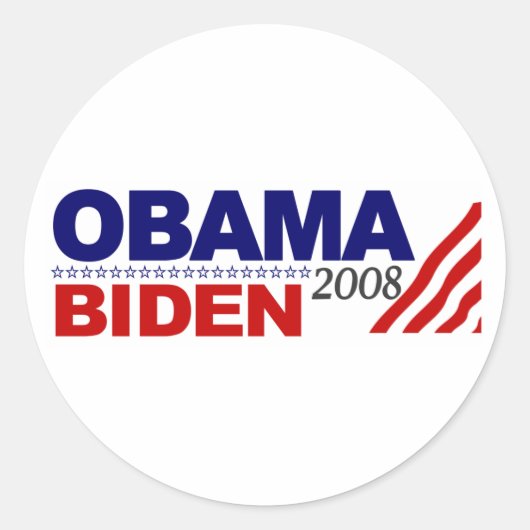 Sticker Rond Obama Biden 2008 (Devant)