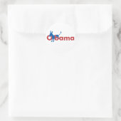 Sticker Rond Obama Blue Donkey - contour blanc (Sac)