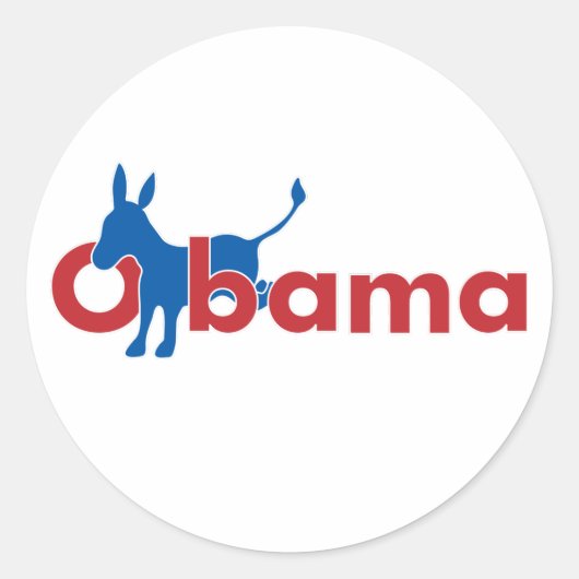 Sticker Rond Obama Blue Donkey - contour blanc (Devant)