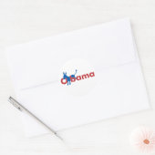 Sticker Rond Obama Blue Donkey - contour blanc (Enveloppe)