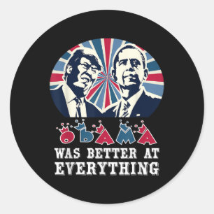 Sticker Rond Obama était meilleur dans tout anti-Trump 2024