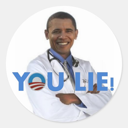 Sticker Rond Obama Health Care, vous mentez (Devant)